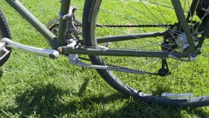 Arnold's Surly gained this kickstand, but lost a seat and seat post.