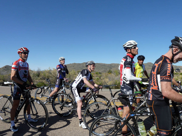 Start of the Masters 60+ group at the Arizona State Road Race Championships by Ron Bryenton