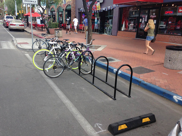 This bike corral on University Boulevard just west of Park Avenue was installed this week. 