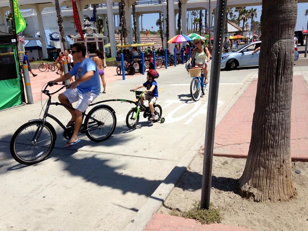 A family rides home from the beach in Oceanside, Calif. on Memorial Day. 