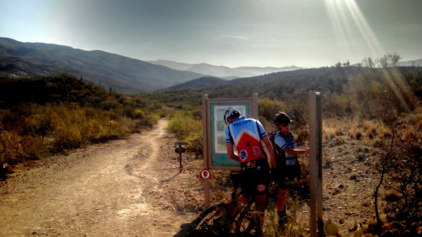 Planning the ride. Arizona Trail at Camino Loma Alta by Pete Lippert.