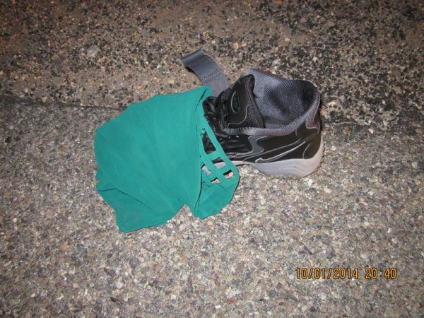 A shirt and shoe left at the scene. 