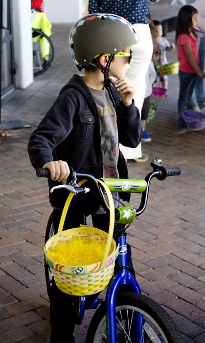Easter egg hunting by bicycle.