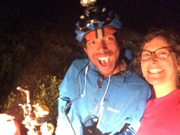 Elliot Dumont poses with Rachel Alter during a brief stop on the Tour Divide. 