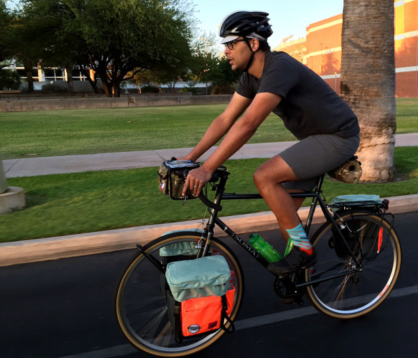 Transit Cycles owner Duncan Benning leads the group out. 