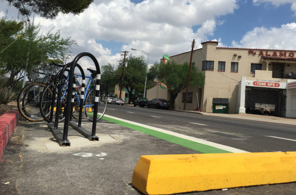 Tucson's newest bike corral serves three business at the Five Points intersection in downtown Tucson.  