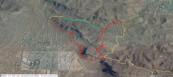 The red trail is the new singletrack. The yellow is existing trail and the green is the Yetman reroute SDMB completed several years ago. 